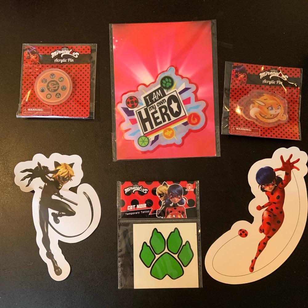 Brand New Miraculous Ladybug Culturefly Bundle of Pins, Decals & More